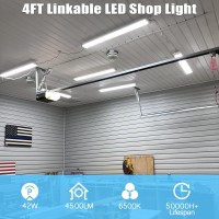 Thksgod Linkable Led Shop Light 4Ft, 6500K Daylight White Led Shop Light For Garage, 4500Lm Super Bright Shop Light For Workshop, Garage, Shop