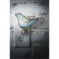 J Devlin Glass Art Stained Glass Night Light, Bird, Blue, Plug In Nightlight For Bedroom/Bathroom/Stairway/Hallway Winter Christmas Home Decor Ntl 188