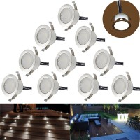 Led Deck Lights Kit, Low Voltage 10 Pcs Waterproof Ip67 F1.22 Recessed Deck Lamp Cold White Led In-Ground Lighting Outdoor Garden Yard Pathway Patio Step Stairs Landscape Decor Lamps