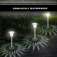 Morvat Led Solar Path Lights, Solar Walkway Lights, Pathway Lights Solar Powered, Solar Pathway Lights Yard Lights Outdoor Solar Powered, Stainless Steel + Glass Lens, Waterproof, White Light, 8 Pack