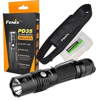 Edisonbright Fenix Pd35 Tac 1000 Lumen Cree Xp-L Led Tactical Flashlight Bbx3 Battery Carry Case Bundle (Black)