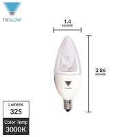 Triglow T95534-6 (6-Pack) 5-Watt (40W Equivalent) Led Candelabra Bulb, Dimmable 3000K (Soft White Color) 325 Lumen E12 Candelabra Base Light Bulbs, Ul Listed