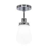 Meridian 1 Light Semi-Flush Shown In Chrome Finish With 5 White Glass