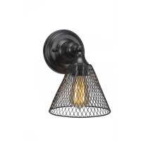 Wall Sconce Shown In Matte Black Finish With 5 Mesh Cone Metal Shade