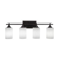 Uptowne 4 Light Bath Bar Shown In Dark Granite Finish With 4 White Muslin Glass