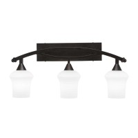 Bow 3 Light Bath Bar Shown In Bronze Finish With 5.5 Zilo White Linen Glass