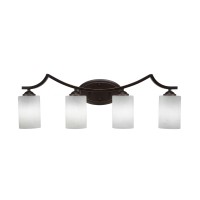 Zilo 4 Light Bath Bar Shown In Dark Granite Finish With 4 Clear Bubble Glass