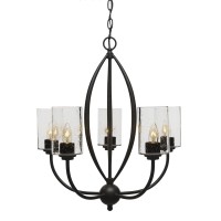 Marquise 5 Light Chandelier Shown In Dark Granite Finish With 4 Clear Bubble Glass