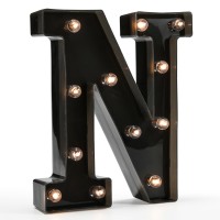 Light Up Black Alphabet Marquee Letters Sign Led Marquee Number Lights Sign For Night Light Home Bar Christmas Lamp Birthday Party Wedding Decoration N