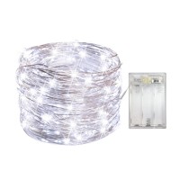 Pack 2 Battery Operated Mini Lights,Indoor Led Fairy Light With Timer 6Hours On/18Hours Off For Wedding Easter Party Decorations,50Count Leds,18Feet Silver Wire (Cold White)