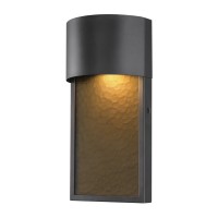 Globe Electric 44227 85W Led Integrated Outdoor Wall Sconce Bronze Finish Amber Water Glass Accent Modern Wall Lighting Fr