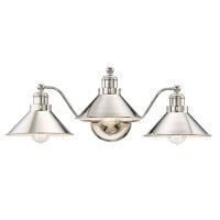 Kira Home Welton 255 3Light Modern Farmhouse Bathroom Light Vintage Vanity Barn Light Polished Nickel Finish