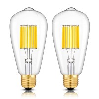 Crlight 10W Dimmable Led Edison Bulb 100W Equivalent 1000Lumen 3000K Soft White, E26 Medium Base St64 Antique Led Filament Light Bulbs, Smooth Dimming Version, 2 Pack