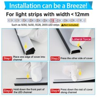 Muzata 10Pack 3.3Ft/1M Black Led Channel System With Milky White Cover Lens, Aluminum Extrusion Profile For Strip Tape Light Track For Under Cabinet, U Shape U1Sw Bw 1M