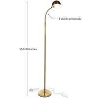 Brightech Regent Led Floor Lamp, Free Standing Corner Pole Light With Adjustable Gooseneck, Tall Bright Skinny Lamp For Office Desk, Living Room Sofa Or Chair - Brassgold