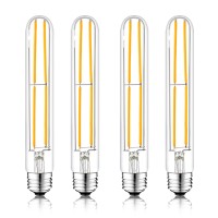 Novelux 7.3 Inch E26 Led Bulb 60 Watt Dimmable,2700K Soft White Edison Bulbs,6W Tubular T10 Long Clear Glass Light Bulb For Rustic Pendant,Industrial Pipe,Wall Sconces,Chandeliers(4 Pack)