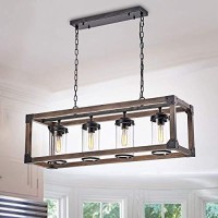 Jojospring Daniela Chic Antique Black Metal And Wood Bubble Glass Cylinders Rectangular Pendant Chandelier