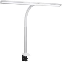 Phive Led Task Lamp, 20 Watt Super Bright Desk Lamp With Clamp, Dimmable Gooseneck Monitor Lamp(4 Color Modes, 5-Level Dimmer, Memory Function, Highly Adjustable Office Light/Workbench Lamp) Silver