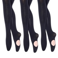 Manzi 3 Pairs Womens Girls Dance Tights Convertible Transition Ballet Tights 40D Black S(4-6Y)