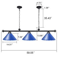 Wellmet 3 Light Pool Table Light For Game Room 7Ft/8Ft/9Ft Tables, Vintage Kitchen Light For Man Cave, Kitchen, Dinning Room, Bar