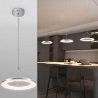 Chying Silver Led Pendant Light Kitchen Island Modern Pendant Lighting 15W Contemporary 1Ring Hanging Light Fixture For Dining