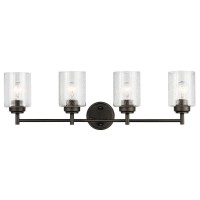 Kichler Winslow 30 Vanity Light In Olde Bronze 4Light Transitional Bathroom Light With Clear Seeded Glass 30 W X 925