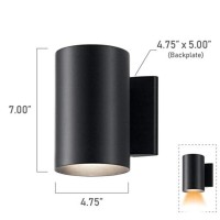 Kichler Cylinders 7 Outdoor Wall Sconce In A Black 1Light Exterior Wall Light Cylinder Fixture 7 H X 5 W 9234Bk