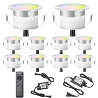 Fvtled Wifi Rgb Low Voltage Led Deck Lights Kit, 10Pcs F1.77 Wifi Wireless Smart Phone Control Work With Alexa Google Home Led Recessed Deck Lamp Step Inground Lights