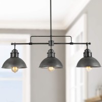 Log Barn Pendant Lighting For Kitchen Island, Black Chandelier In Brushed Antique Dark Metal Finish, Industrial Linear Ceiling Fixture Hanging For Dining Rooms, Pool Tables