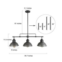 Log Barn Pendant Lighting For Kitchen Island, Black Chandelier In Brushed Antique Dark Metal Finish, Industrial Linear Ceiling Fixture Hanging For Dining Rooms, Pool Tables