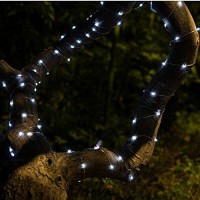 Solar Powered String Lights, 100 Led Copper Wire Lights, Waterproof Starry String Lights, Indoor/Outdoor Solar Decoration Lights For Gardens, Patios, Homes, Parties: 20 Ft, Platinum