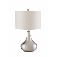 Sophisticated Teardrop Glass Table Lamp, White And Clear