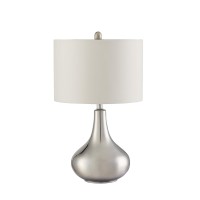 Sophisticated Teardrop Glass Table Lamp, White And Clear