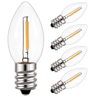 C7 0.5W Light Candle Bulbs, 5W Incandescent Replacements,75 Lumen,E12 Candelabra Base,Led Filament Night Bulb, Warm White 2700K,Refrigerator Edison Bulb,Non-Dimmable,5Pack