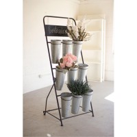 Flower Rack With Nine Galvanized Buckets