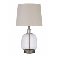 Beautifully Designed Glass Table Lamp, White And Clear