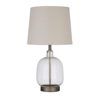 Beautifully Designed Glass Table Lamp, White And Clear