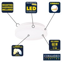 Coramdeo 7 Inch Round Led Ceiling Flush Mount For Hallway Bedroom Laundry Utility Rooms And Closets Built In Led Gives 75W O