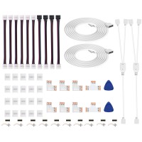 Icreating Led Strip Connectors 4 Pin, Rgb Led Light Connectors Kit Includes 5050 Led Connectors L Shape For Strip Lights 4Pin 10Mm Led Light Strip Connectors For Controller 4-Pin Led Connectors Jumper