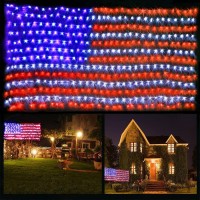 (New) Funiao American Flag Lights, 420 Led Usa Flag Net Lights, Outdoor Waterproof Patriotic Lights Hanging Ornaments For Memorial Day, 4Th Of July, Flag Day