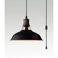 Claxy Industrial Plugin Barn Pendant Lighting Black Farmhouse Pendant Light With Onoff Switch 197 Inches Cord