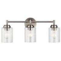 Kichler Winslow 215 Vanity Light In Brushed Nickel 3Light Transitional Bathroom Light With Clear Seeded Glass 215 W X