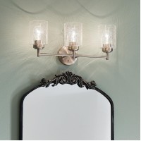 Kichler Winslow 215 Vanity Light In Brushed Nickel 3Light Transitional Bathroom Light With Clear Seeded Glass 215 W X