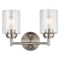 Kichler Winslow 1275 Vanity Light In Brushed Nickel 2Light Transitional Bathroom Light With Clear Seeded Glass 1275 W