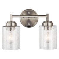 Kichler Winslow 1275 Vanity Light In Brushed Nickel 2Light Transitional Bathroom Light With Clear Seeded Glass 1275 W