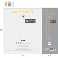 Adesso 750622 Glenn 300 Watt Floor Lamp Brushed Steel