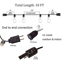 Goothy 10Ft Outdoor String Lights With 11 Clear Edison Bulbs (1 Spare) C9/E17 Base, St40 Vintage Patio Stirng Lights Connectable Bistro Lights Ul Listed For Backyard Wedding Garden Decor- Brown