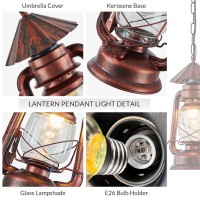 Noxarte Vintage Pendant Light Lantern Ceiling Light Fixture With Glass Shade Adjustable Chain For Kitchen Island Farmhouse Loft Porch Width 7 Inch X Height 15 Inch