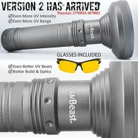 Uvbeast V2 - Black Light Uv Flashlight With High Definition With Flood Effect 385-395Nm Uv Best For Commercial/Domestic Use Works Even In Ambient Light - Usa Stock - Uk Design