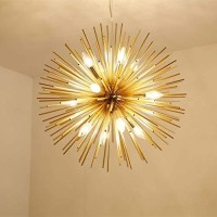 Golden Sputnik Chandelier Ceiling Light Lamp Pendant Lighting Fixture E14 Light (Dia 22-Inch)